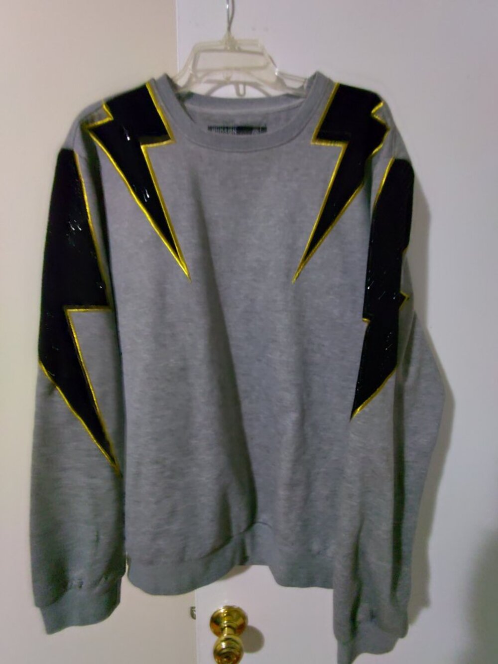 Hudson Outerwear Gray Black and Gold Studded Lightning Strike Design Men's XXL